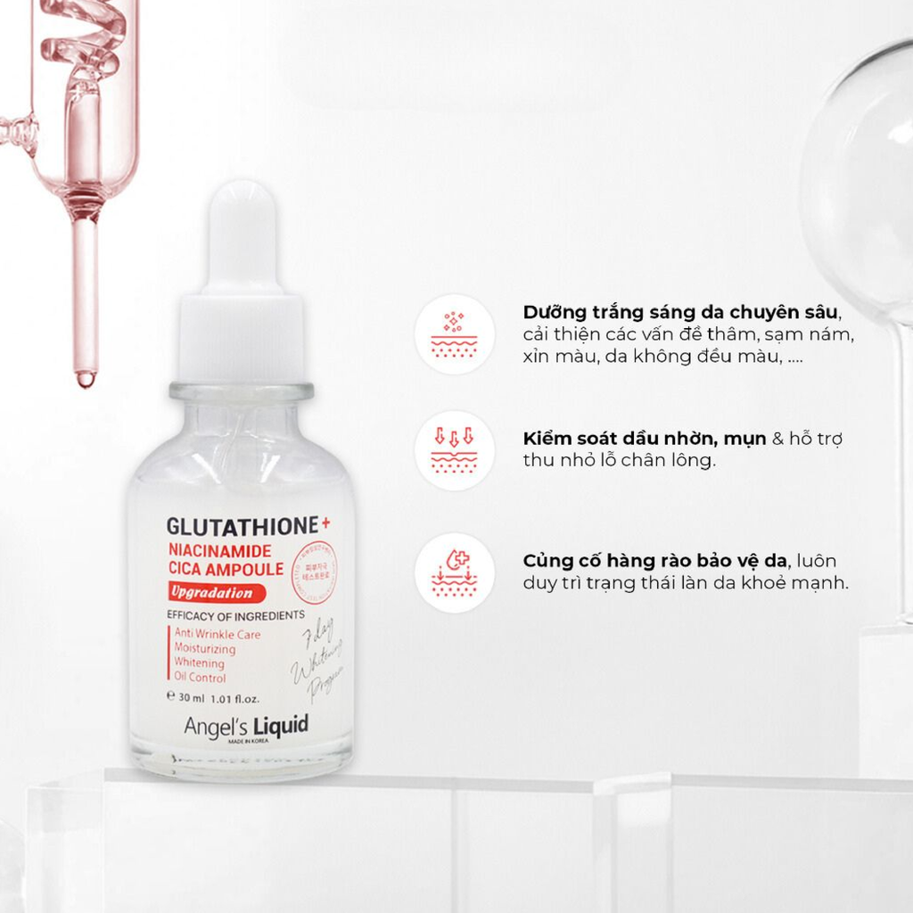 Tinh Chất Angel’s Liquid Glutathione + Niacinamide Cica Ampoule (Upgradation) 30ml