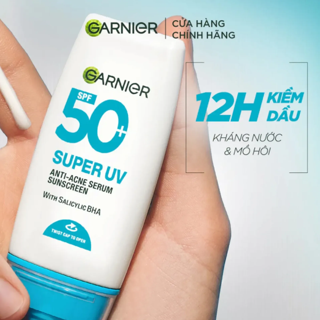 Serum Chống Nắng Garnier Super UV Anti - Acne Serum Sunscreen SPF50+ PA++++ Kiềm Dầu, Giảm Mụn 30ml