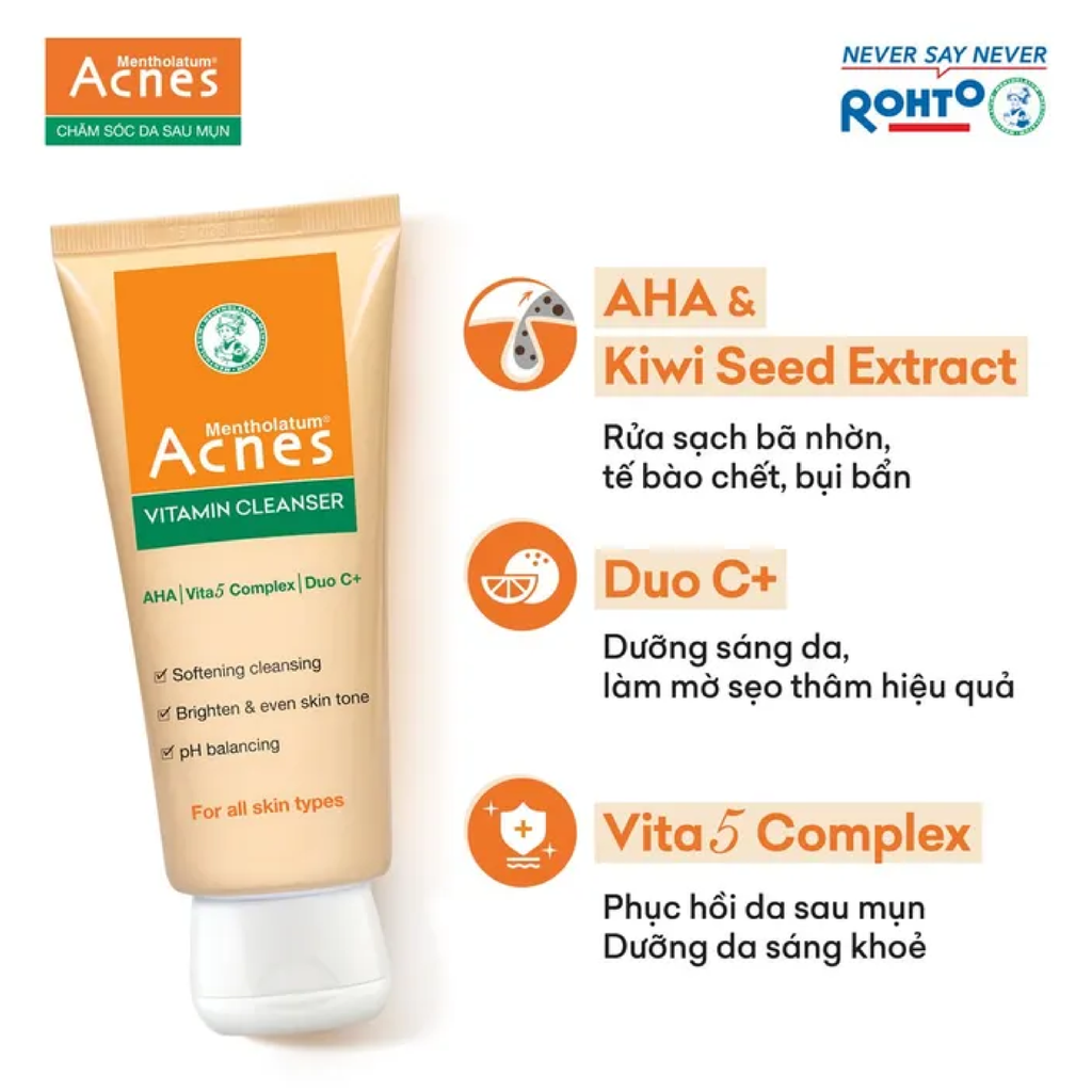 Kem Rửa Mặt Acnes Vitamin Cleanser Sáng Da, Mờ Thâm 100g
