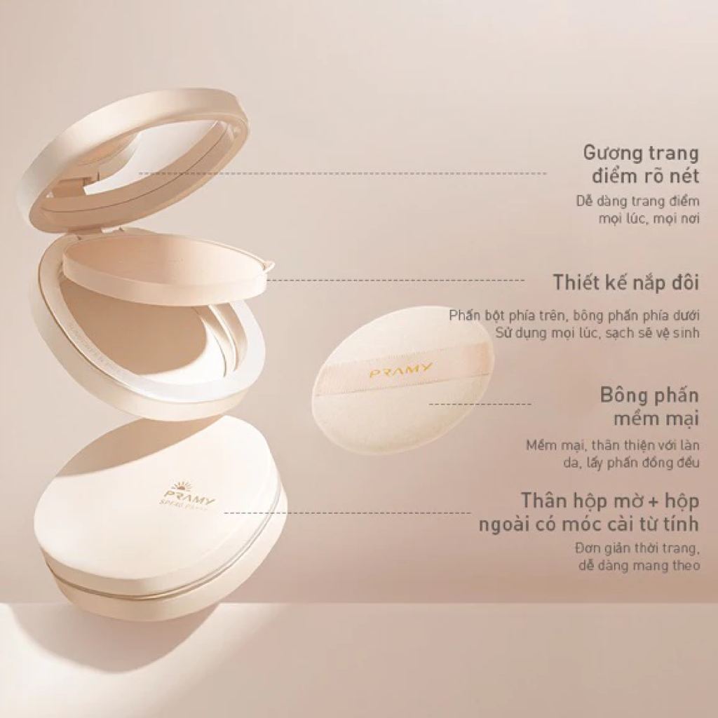 Phấn Phủ Dạng Nén Pramy Sunscreen Pressed Powder SPF40 PA+++ Chống Nắng, Kiềm Dầu 7g