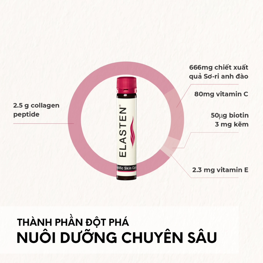 Nước Uống Đẹp Da Collagen Elasten Hộp 28 Ống