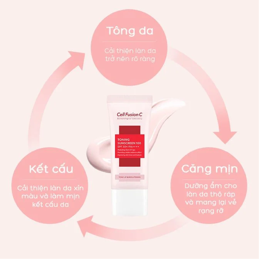 Kem Chống Nắng Cell Fusion C Toning Sunscreen 100 SPF 50+ PA++++ Dưỡng Sáng, Nâng Tông Da 50ml