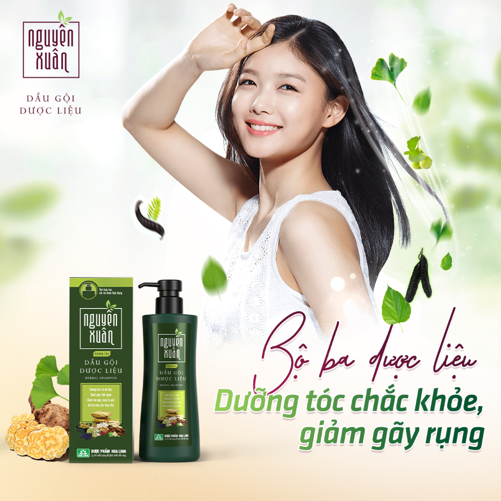 Dầu Gội Dược Liệu Nguyên Xuân Herbal Shampoo Sạch Gàu, Giảm Gãy Rụng