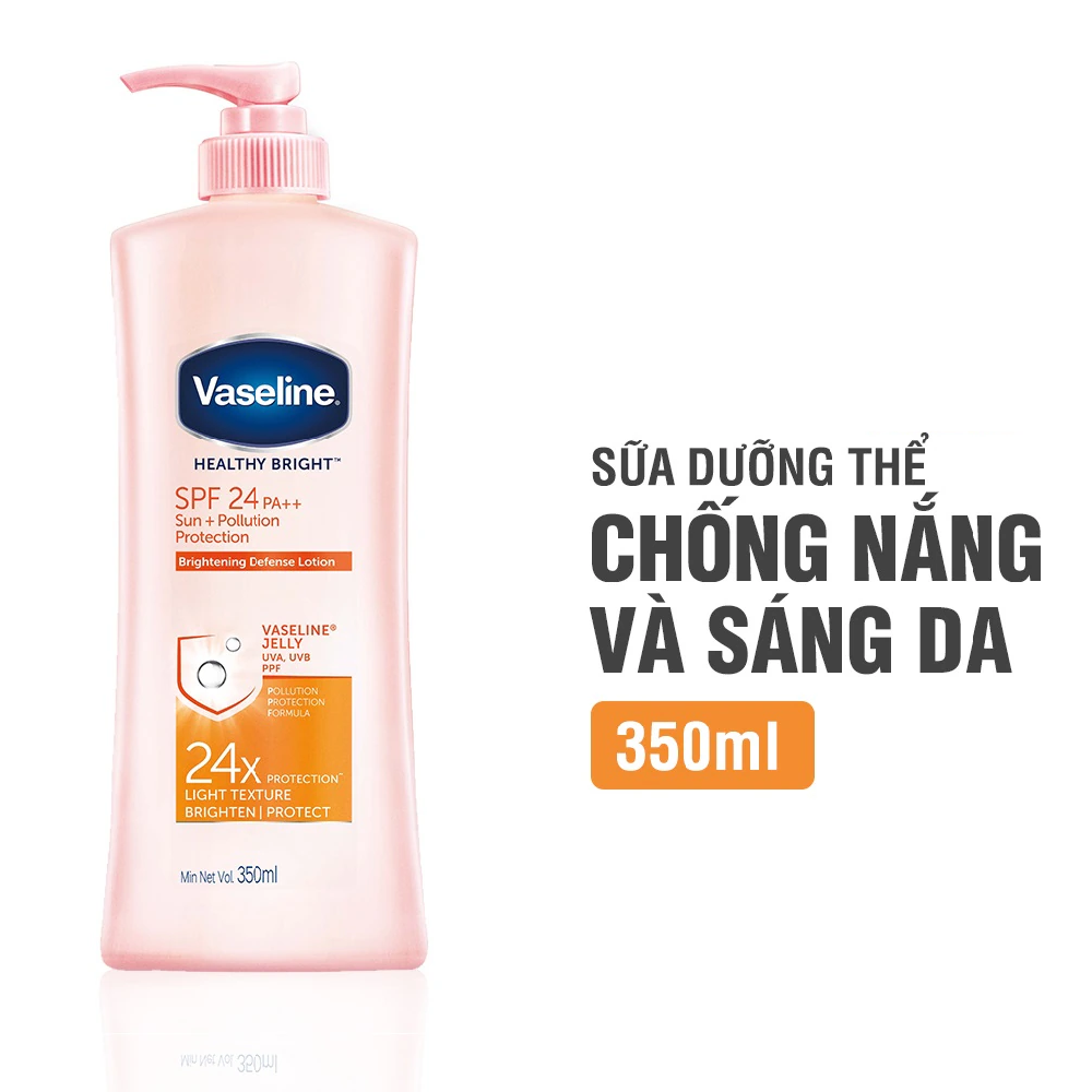 Sữa Dưỡng Thể Vaseline Healthy Bright SPF24 PA++ Chống Nắng Và Dưỡng Sáng Da 350ml