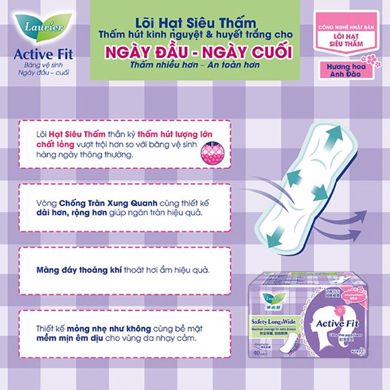 Băng Vệ Sinh Hằng Ngày Laurier Siêu Thấm Hương Hoa Anh Đào