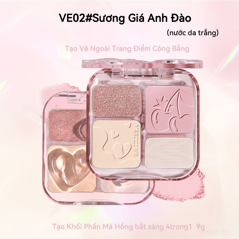 Bảng Phấn Má & Highlight 4 Ô Veecci 9g