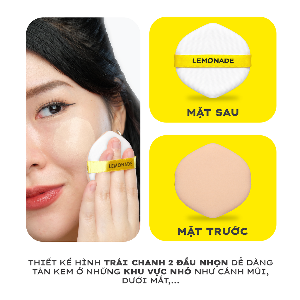 Bộ 3 Bông Phấn Tán Nền Lemonade Cushion Puff Set