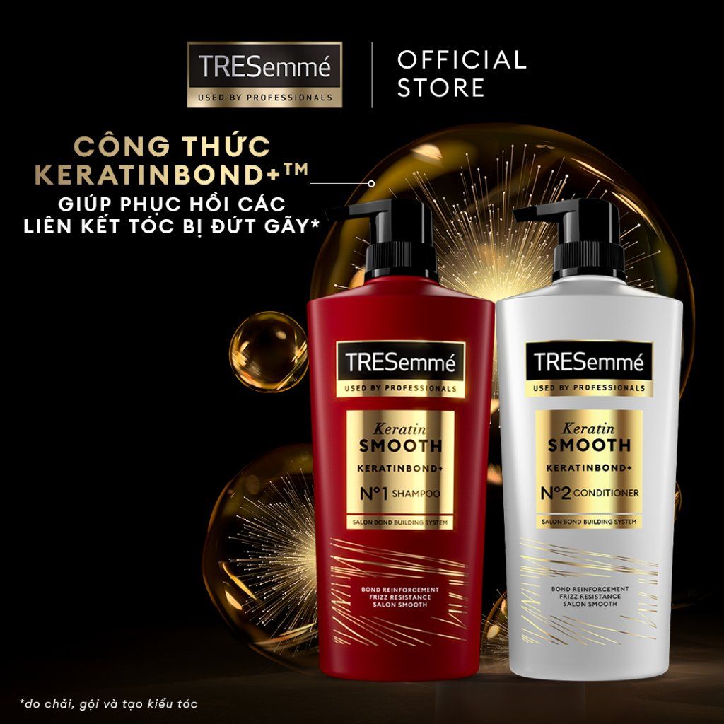 Bộ Gội Xả TRESemmé Keratin Smooth KeratinBond+ Dưỡng Tóc Suôn Mượt
