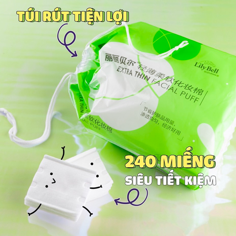 Bông Tẩy Trang LilyBell Extra Thin Facial Puff 240 Miếng