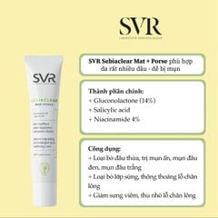 Kem Dưỡng SVR Sebiaclear Mat + Pores Làm Giảm Mụn, Se Khít Lỗ Chân Lông 40ml