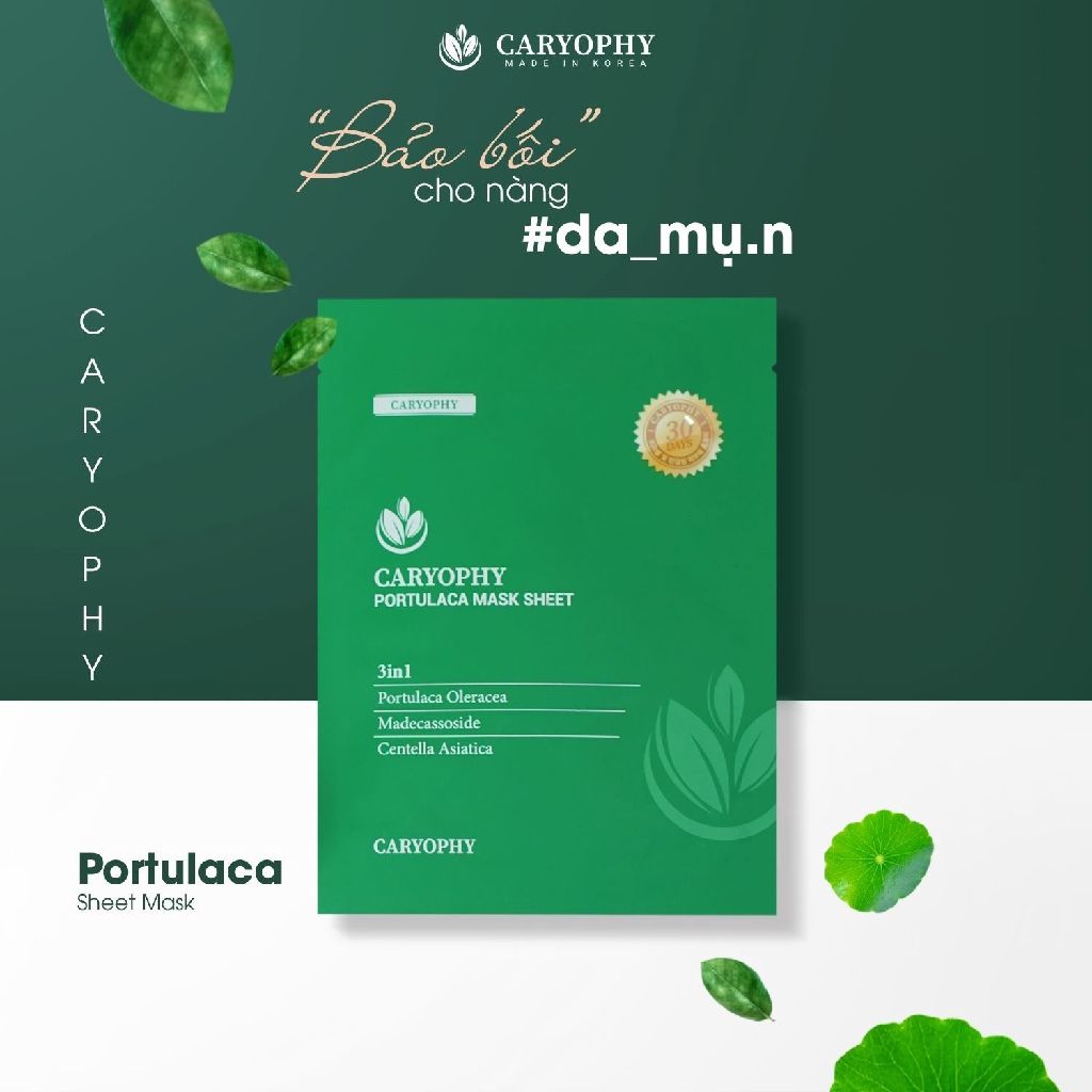 Mặt Nạ Caryophy Portulaca Mask Sheet Làm Dịu, Phục Hồi Cho Da Dầu Mụn 22gr