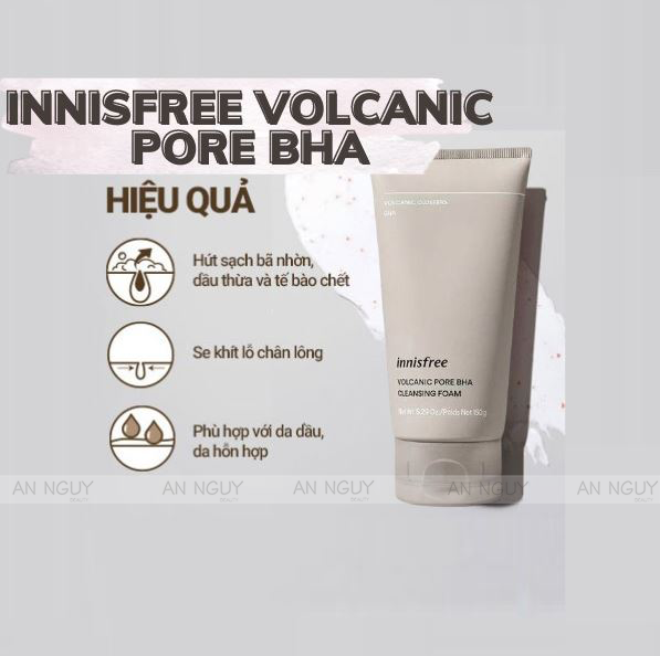 Sữa Rửa Mặt Innisfree Volcanic Pore BHA Cleansing Foam Tro Núi Lửa & BHA Kiểm Soát Nhờn 150g