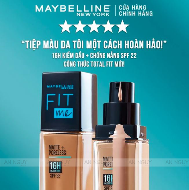 Kem Nền Maybelline Fit Me Matte + Poreless Foundation Mịn Nhẹ, Kiềm Dầu 30ml
