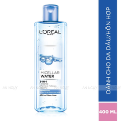 Nước Tẩy Trang L’Oreal Micellar Water 3-in-1 Refreshing Tươi Mát Da Dành Cho Da Dầu, Hỗn Hợp (Xanh Nhạt)