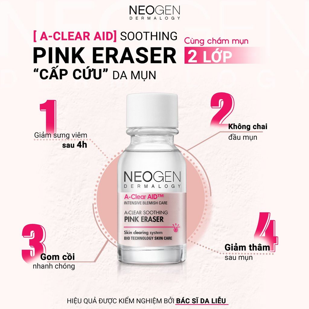 Chấm Mụn 2 Lớp Neogen A-Clear AID Soothing Pink Eraser 15ml