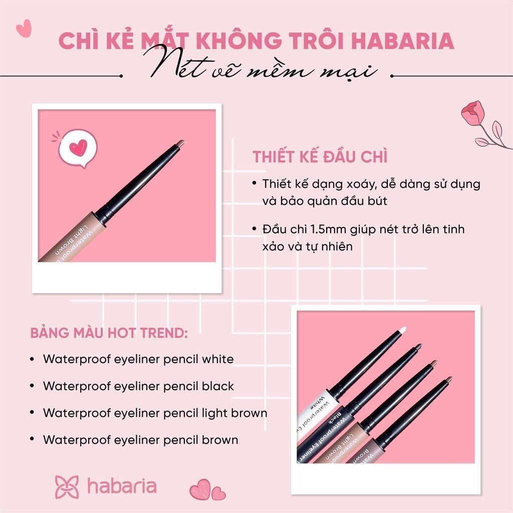 Chì Sáp Kẻ Mắt Habaria Waterproof Eyeliner Pencil 0.2g