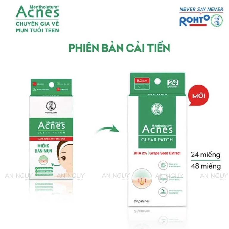 Miếng Dán Mụn Acnes Clear Patch Kháng Khuẩn, Giảm Mụn Sưng Viêm  24 miếng