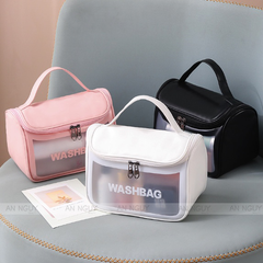 Túi Đựng Mỹ Phẩm WASH BAG Dạng Hộp Có Nắp Khóa Lớn