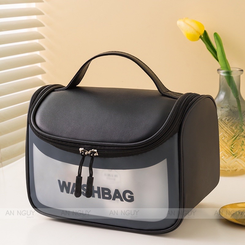 Túi Đựng Mỹ Phẩm WASH BAG Dạng Hộp Có Nắp Khóa Lớn