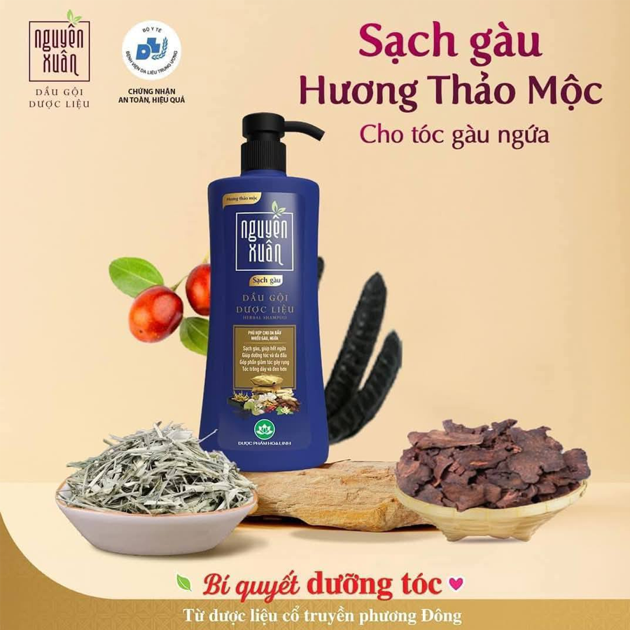 Dầu Gội Dược Liệu Nguyên Xuân Herbal Shampoo Sạch Gàu, Giảm Ngứa