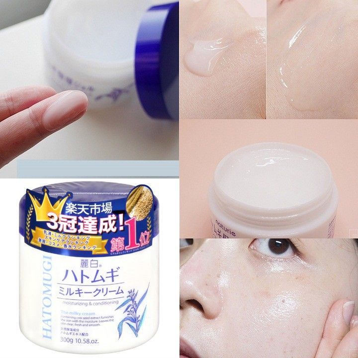 Kem Dưỡng Ẩm Hatomugi Moisturizing & Conditioning The Milky Cream Giúp Sáng Da 300gr