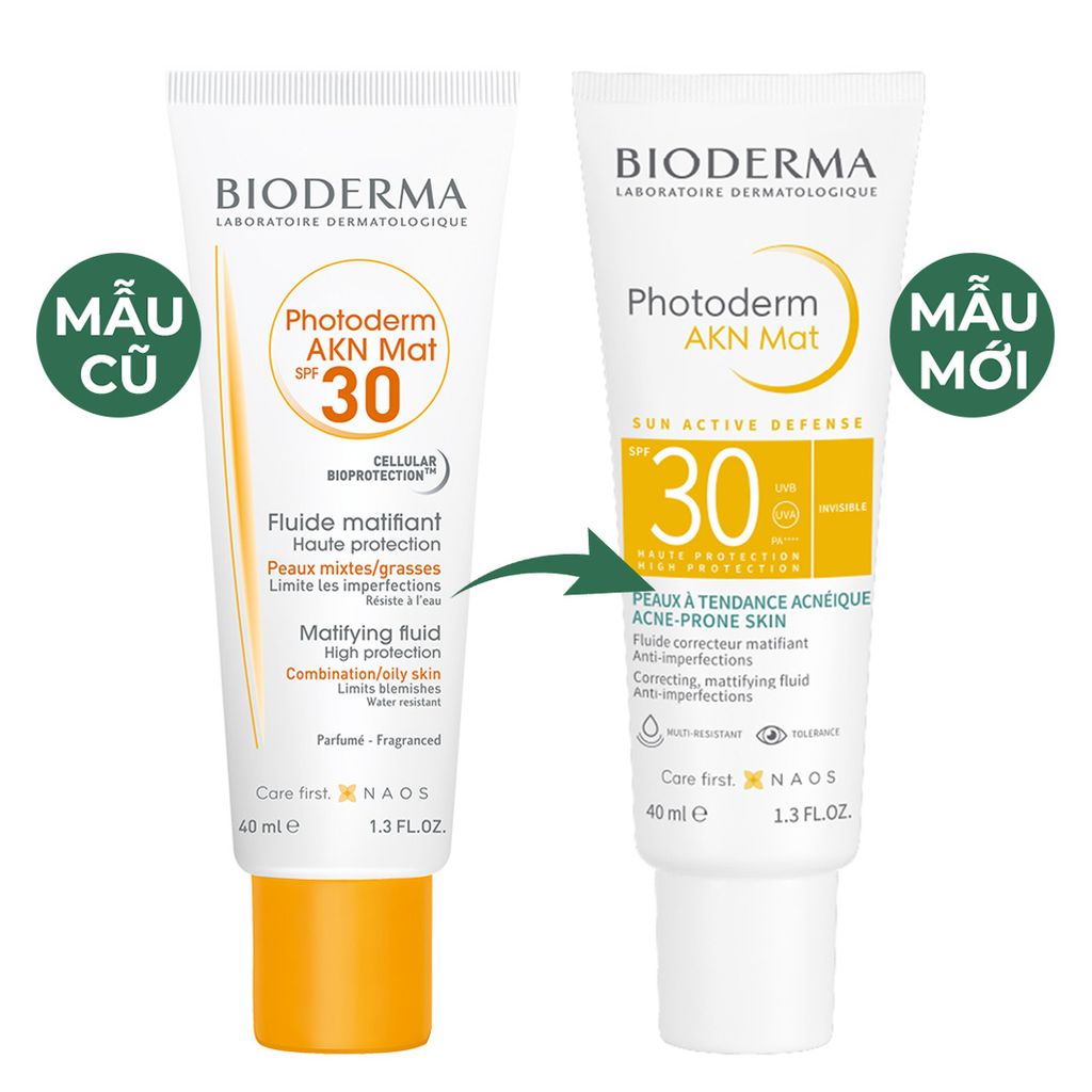 Kem Chống Nắng Bioderma Photoderm AKN Mat SPF30 Dành Cho Da Dầu Mụn 40ml (Mẫu Mới)