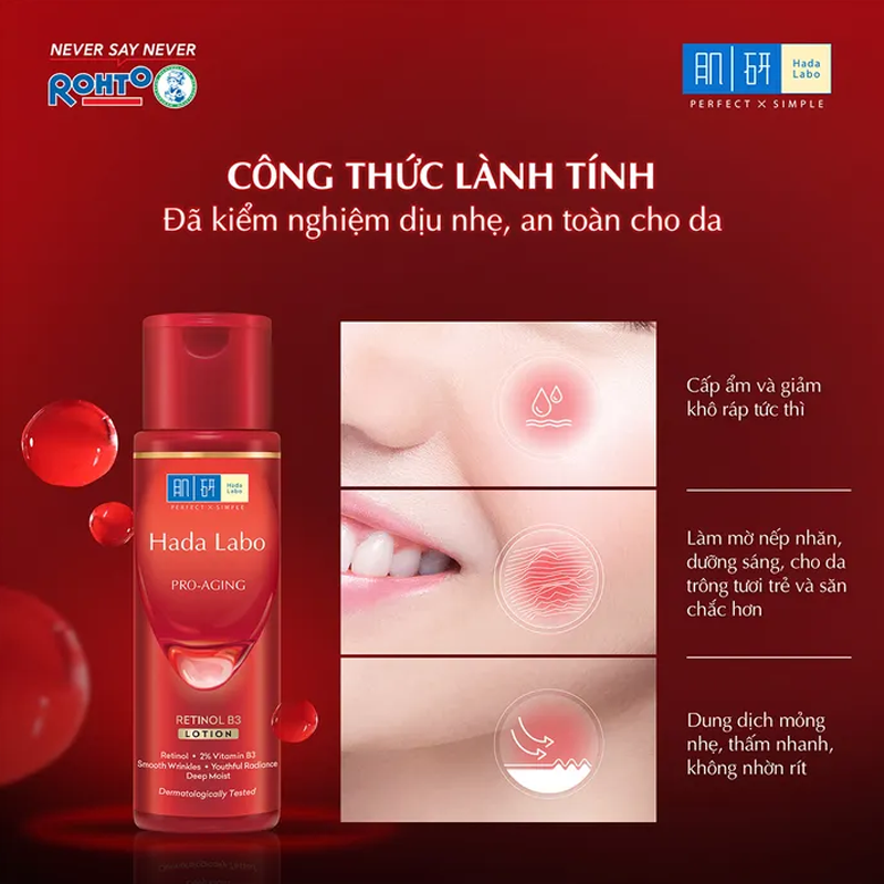 Dung Dịch Hada Labo Pro-Aging Retinol B3 Lotion Cải Thiện Dấu Hiệu Lão Hóa 170ml