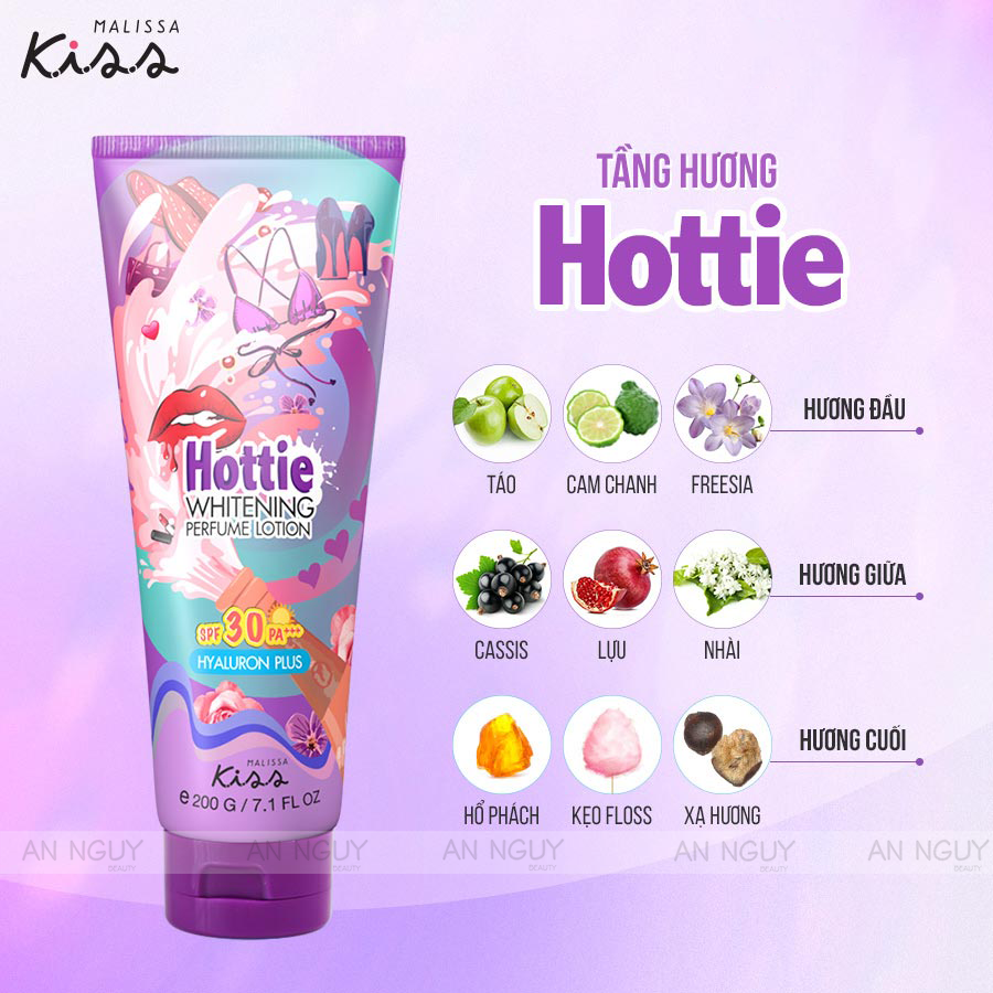 Dưỡng Thể Chống Nắng Malissa Kiss Whitening Perfume Lotion SPF30 PA+++ Trắng Da Hương Nước Hoa 200gr