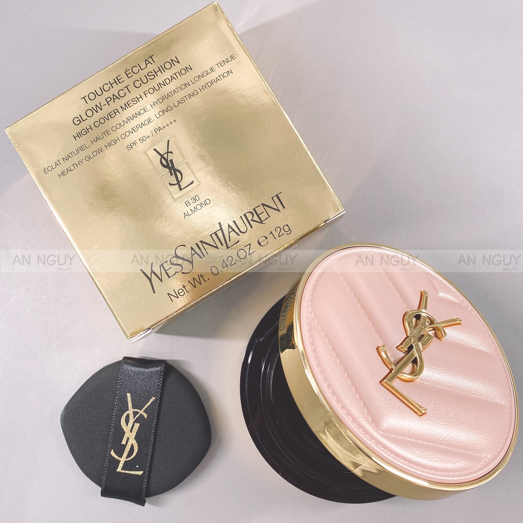 Phấn Nước Cushion YSL Touche Eclat Glow Pact Cushion High Cover Mesh Foundation (Vỏ Da Hồng)