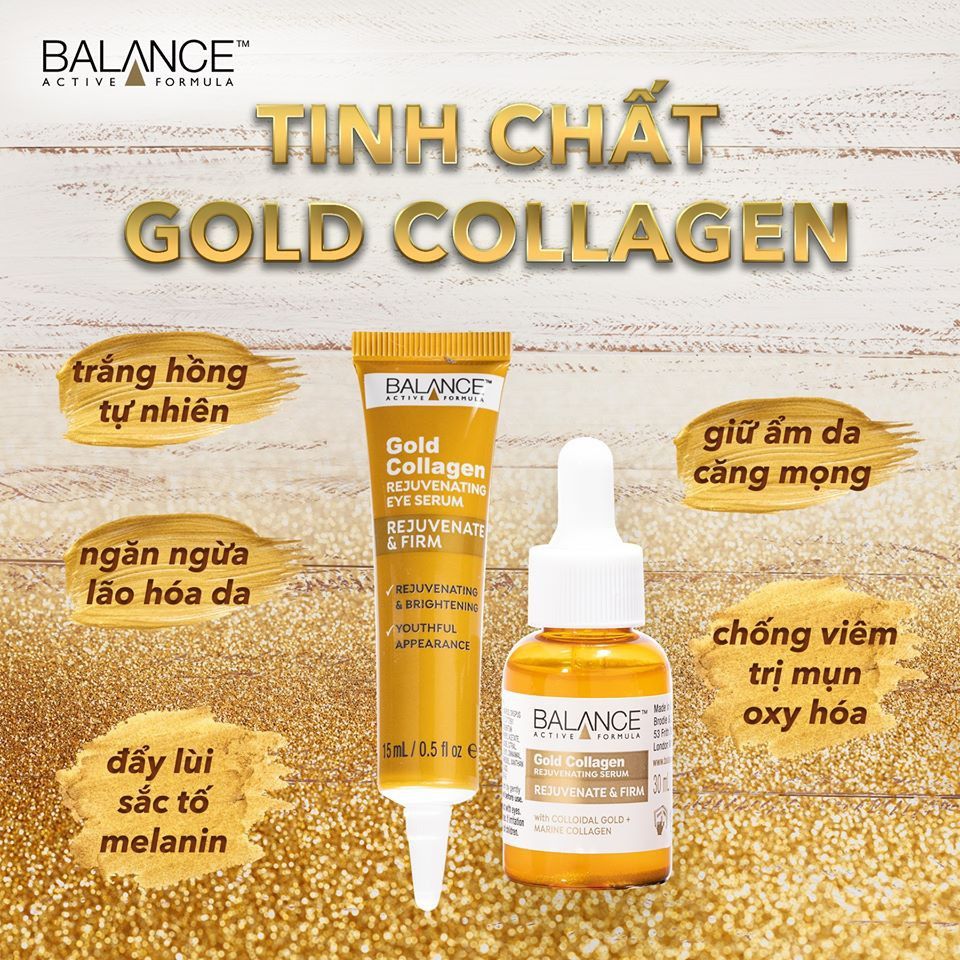 Kem Mắt Balance Gold Collagen Rejuvenating Eye Serum Làm Trẻ Hoá Và Căng Mịn Da Vùng Mắt 15ml