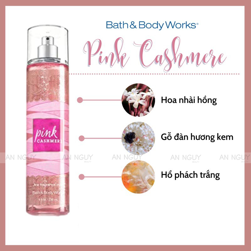 Xịt Thơm Bath & Body Works Pink Cashmere Fine Fragrance Mist Hương Thơm Quyến Rũ 236ml