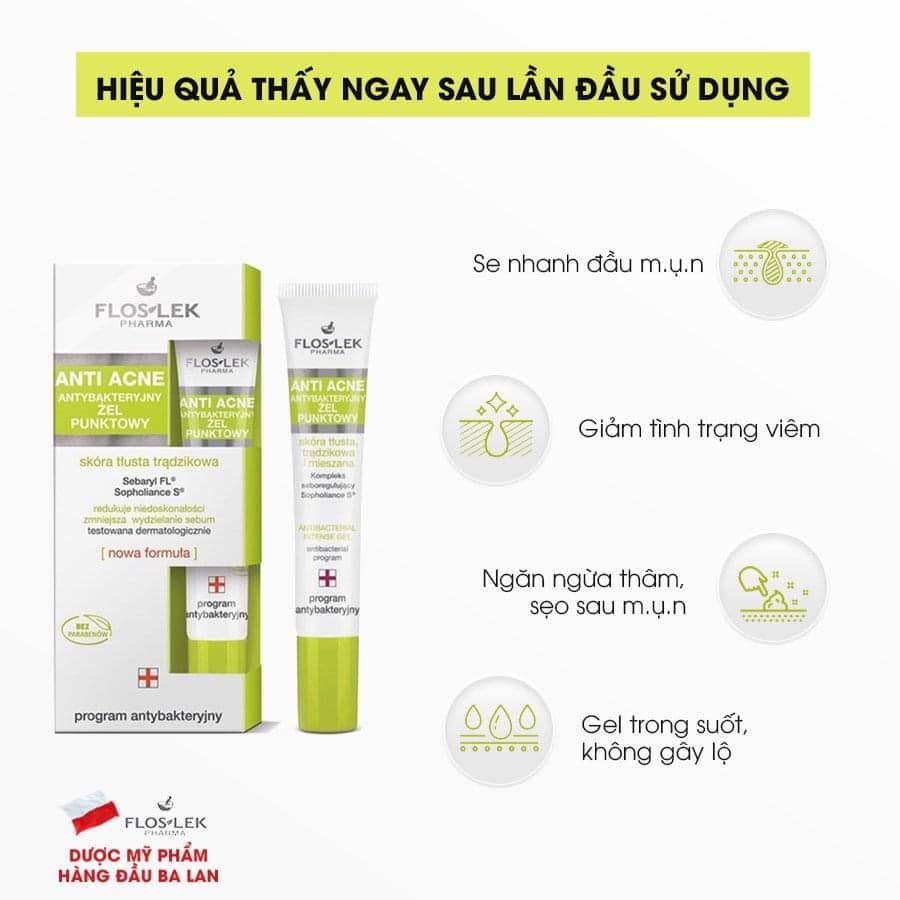 Gel Đặc Trị Mụn Floslek Anti Acne Spot Gel For Imperfections 20ml