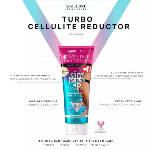 Gel Bôi Eveline Slim Extreme 4D Scalpel Turbo Cellulite Reductor Làm Săn Chắc Da 250ml