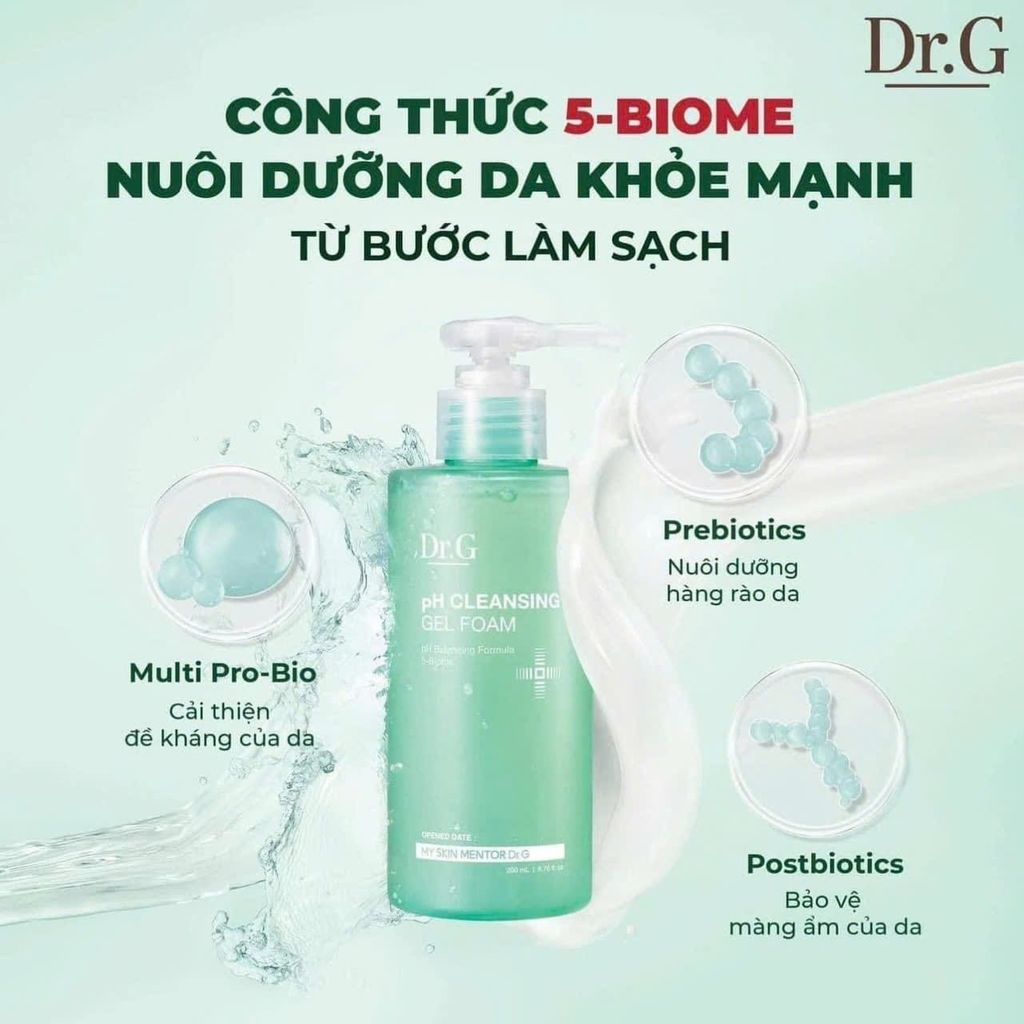 Gel Rửa Mặt Tạo Bọt Dr.G pH Cleansing Gel Foam Cho Da Nhạy Cảm