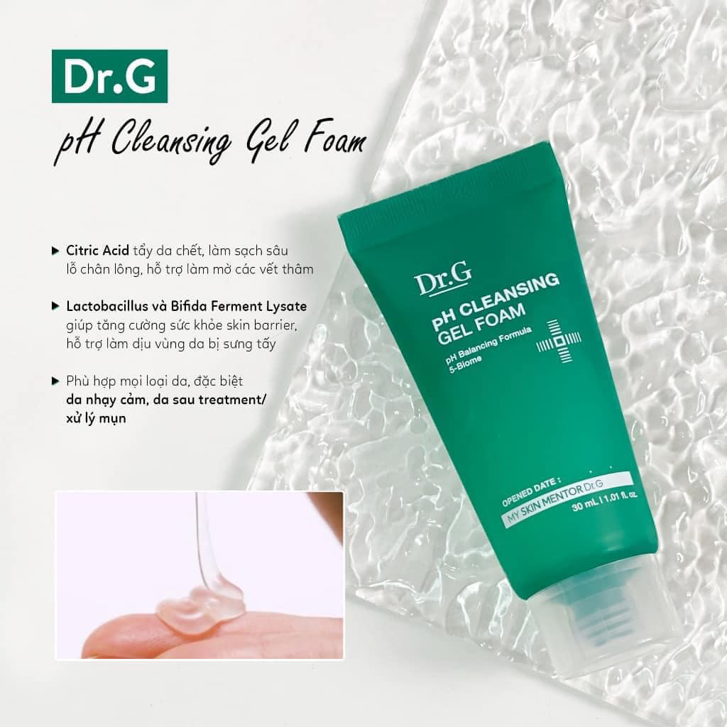 Gel Rửa Mặt Tạo Bọt Dr.G pH Cleansing Gel Foam Cho Da Nhạy Cảm