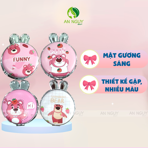 Gương Gập Mini 2 Mặt Tai Thỏ Lồi (Bản To)