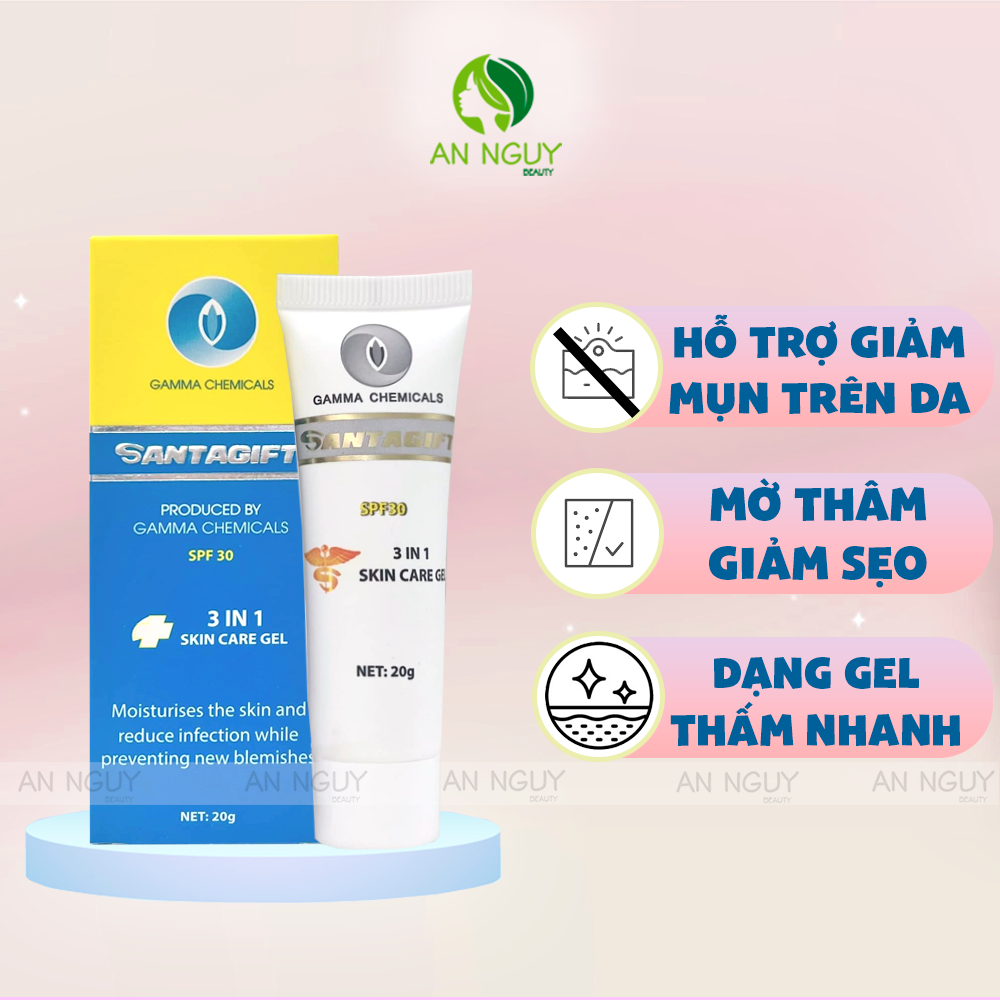 Gel Giảm Mụn Santagift 3 In 1 Skin Care Gel SPF30 Giảm Thâm, Ngừa Mụn 20g