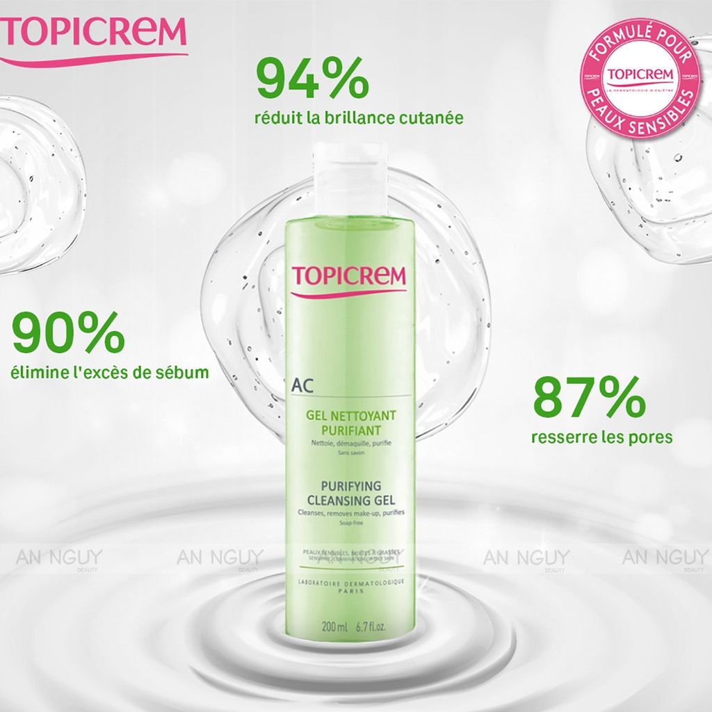 [Date 01/2025] Gel Rửa Mặt Topicrem AC Purifying Cleansing Gel Không Xà Phòng Cho Da Hỗn Hợp, Da Dầu