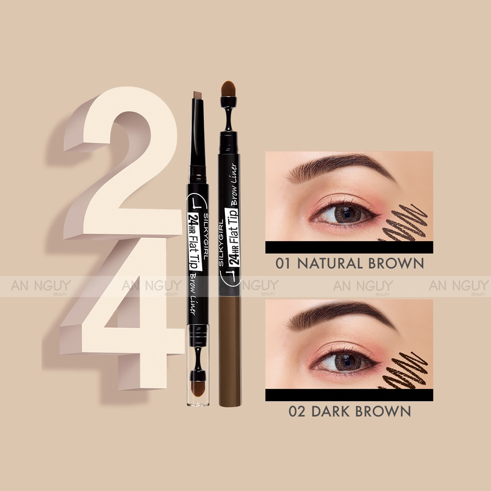 Chì Mày Hai Đầu SilkyGirl 24H Flat Tip Brow Liner Lâu Trôi 0.15gr