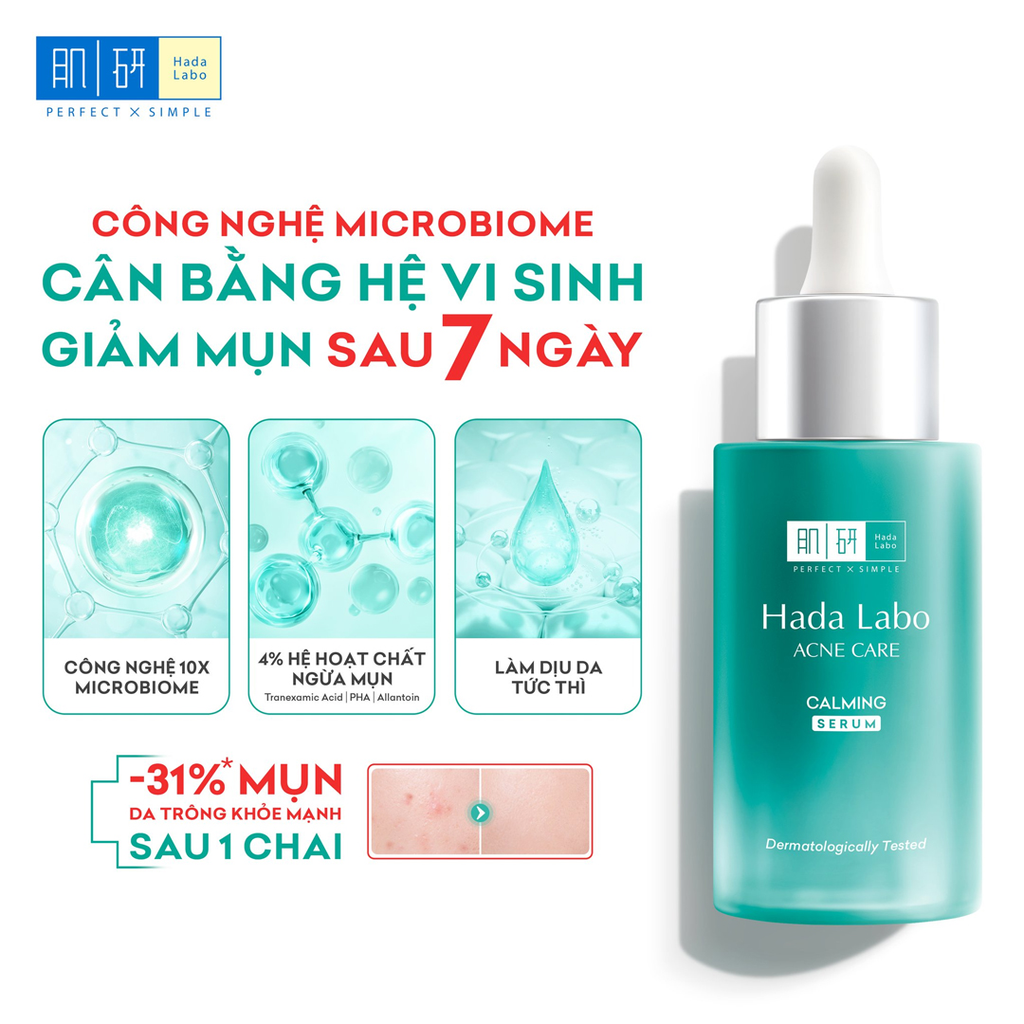 Tinh Chất Hada Labo Acne Care Soothe & Improve Acne-Prone Skin Calming Serum Làm Dịu Da Mụn 30ml