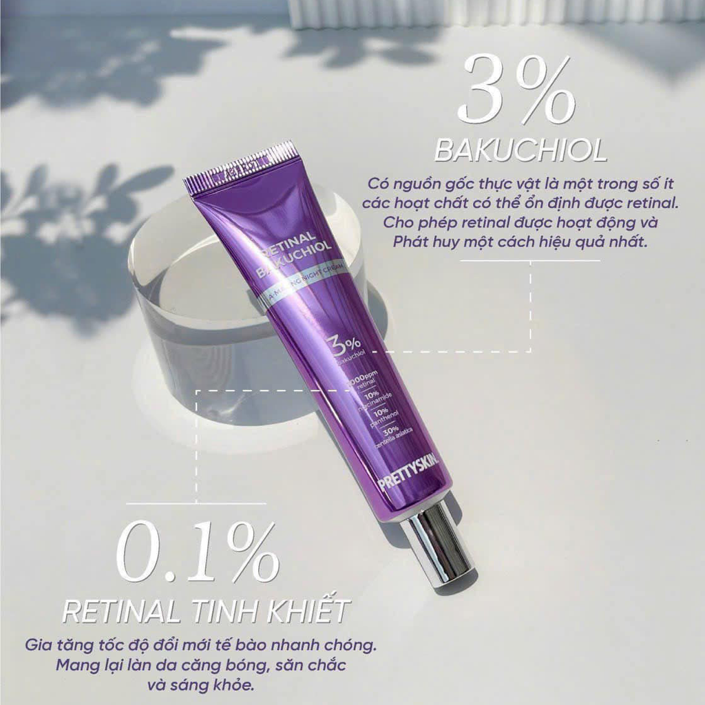 Kem Dưỡng Ban Đêm PrettySkin Retinal BakuChiol A-Mazing Night Cream Tái Tạo, Phục Hồi Da