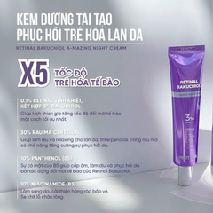 [NHẬP MÃ PTS01 / PTS02] Kem Dưỡng Ban Đêm PrettySkin Retinal BakuChiol A-Mazing Night Cream Tái Tạo, Phục Hồi Da