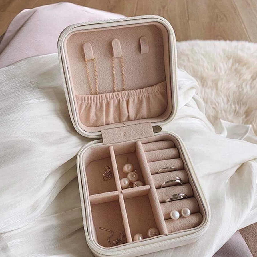 Hộp Đựng Trang Sức Có Khóa Kéo Nhiều Màu