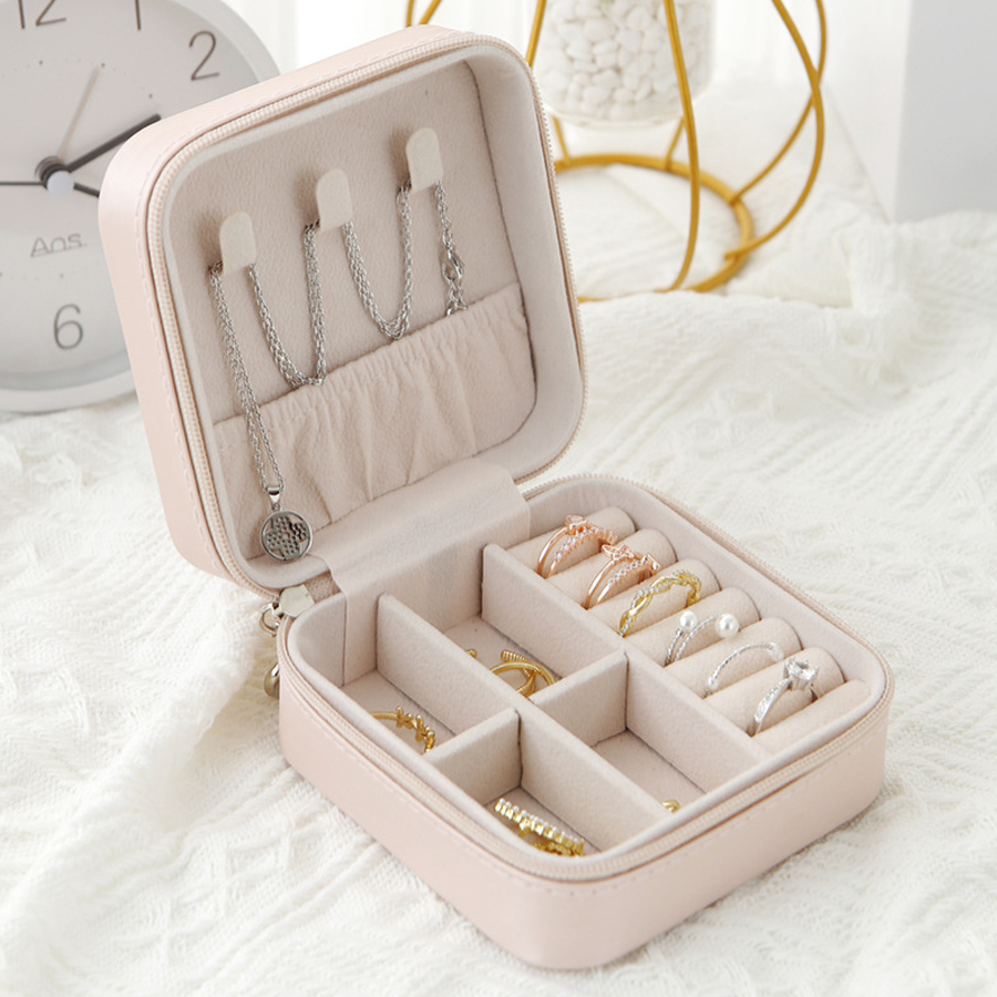 Hộp Đựng Trang Sức Có Khóa Kéo Nhiều MàuHộp Đựng Trang Sức Có Khóa Kéo Màu  Trắng – annguy.beauty