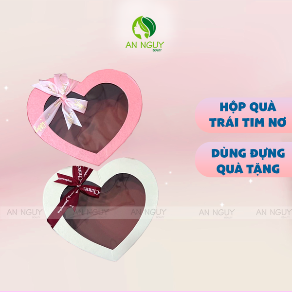 Hộp Quà Mica Trái Tim Nơ Không Kèm Hoa