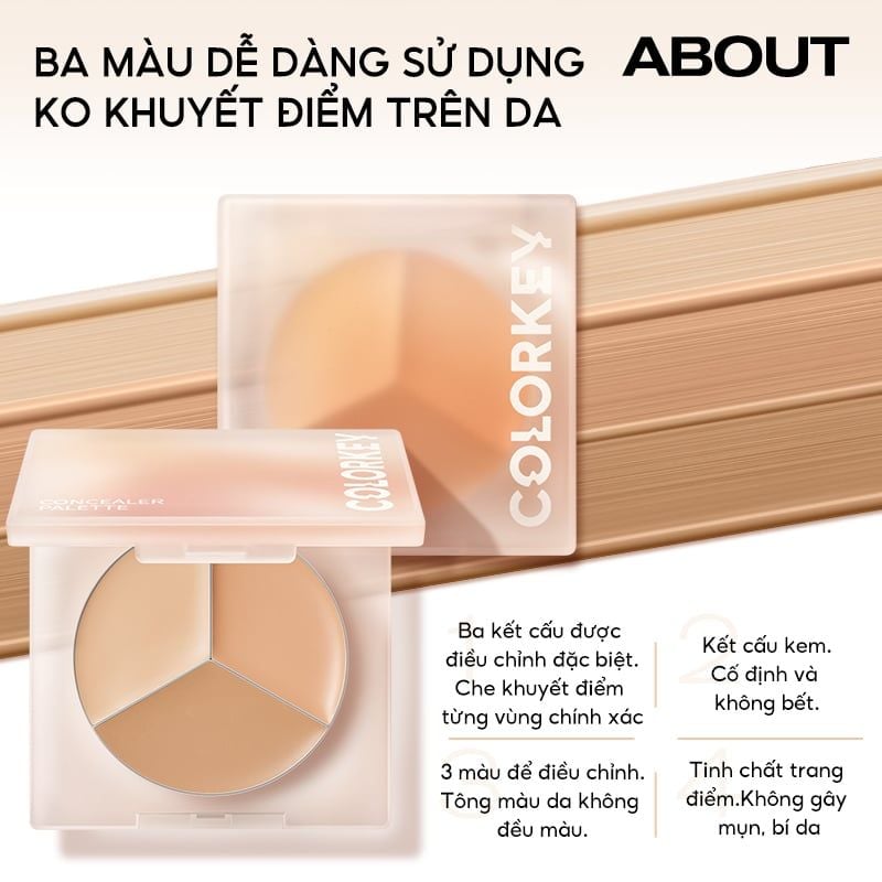 Bảng Che Khuyết Điểm 3 Màu Colorkey Targeting Three-colour Concealer Palette 3.9g