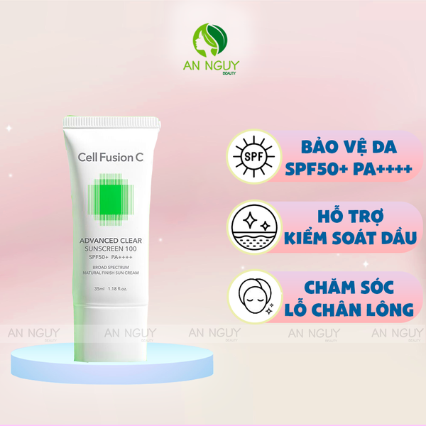 Kem Chống Nắng Cell Fusion C Advanced Clear Sunscreen 100 SPF50+ PA++++ Cho Da Dầu Mụn 35ml