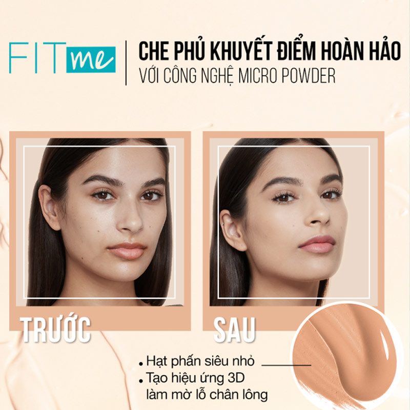 Kem Nền Maybelline Fit Me Matte + Poreless Foundation Mịn Nhẹ, Kiềm Dầu 30ml