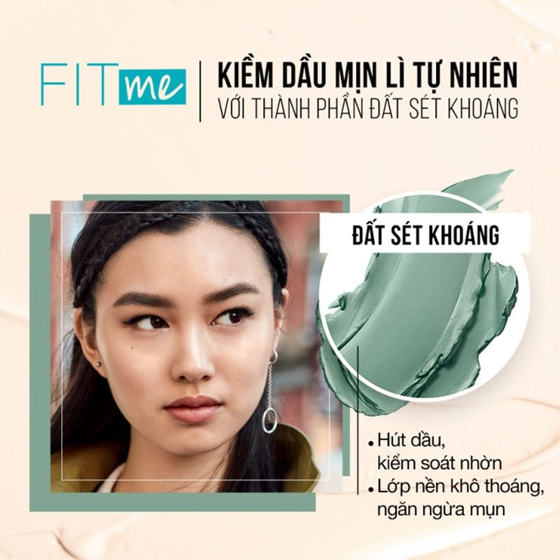 Kem Nền Maybelline Fit Me Matte + Poreless Foundation Mịn Nhẹ, Kiềm Dầu 30ml