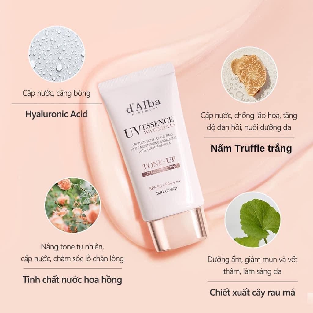 Kem Chống Nắng d'Alba UV Essence Waterfull+ Tone Up SPF50+ PA++++ Sun Cream Nâng Tone 50ml